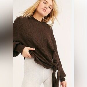 Free People beach, BLACK tie front sweater, NWOT, sz M